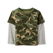 The Children's Place Baby \u0026 Toddler Boys Long Sleeve Camo 2fer Top, Sizes 6M-5T